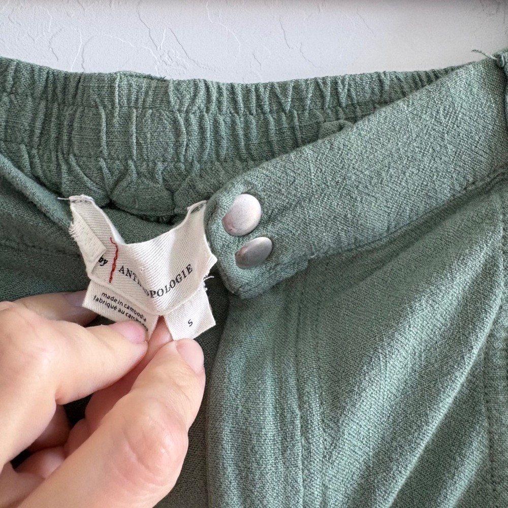 Anthropologie Sage Green Cargo Utility Pants Elastic Waist Size S Relaxed Fit‎ - Picture 10 of 11